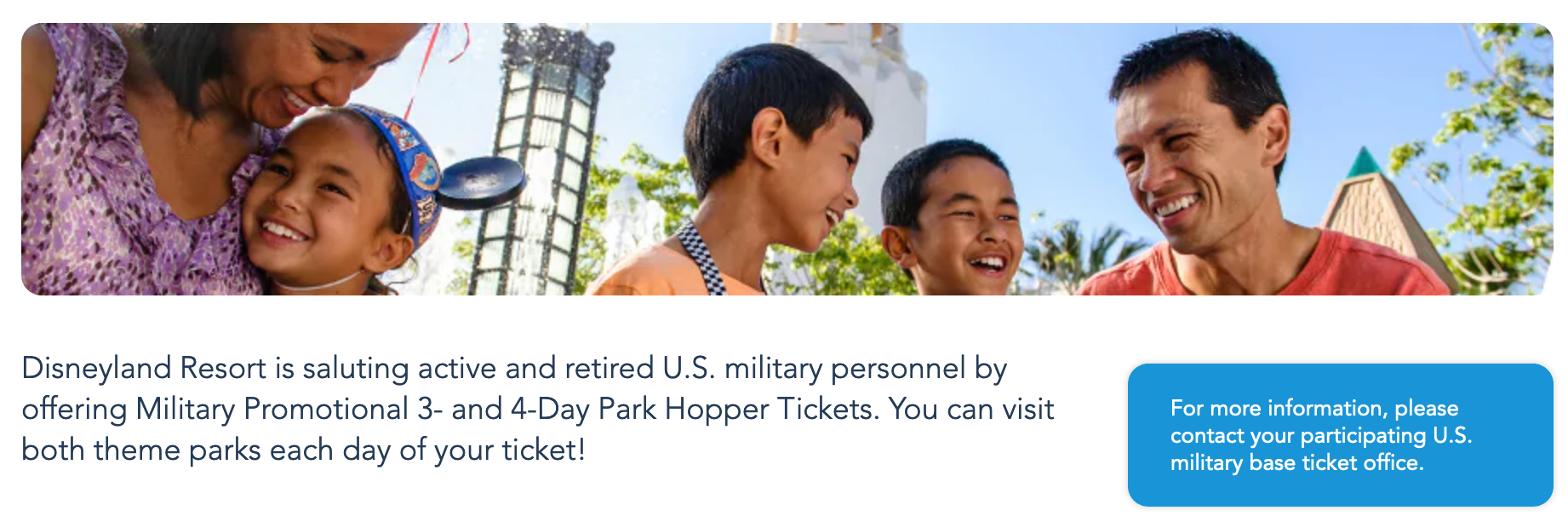 Disneyland Military Veteran Discounts