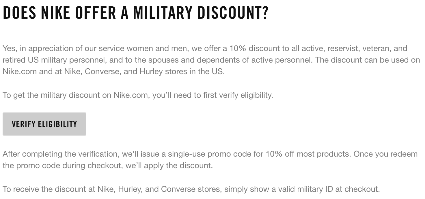 Nike Military Discount - 10% Off 