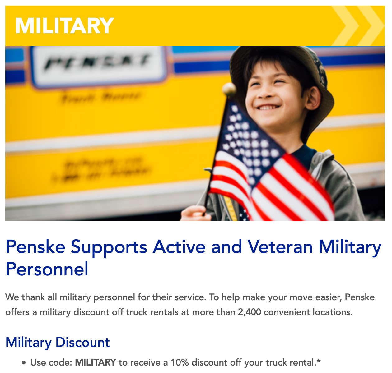 Penske Military Veteran Discounts